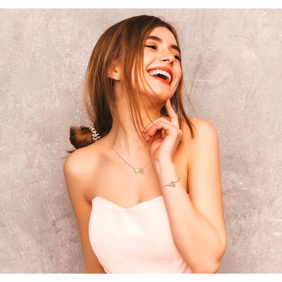 NWT personalized letter initial gold necklace and bracelet set LETTER Y - Picture 2 of 3